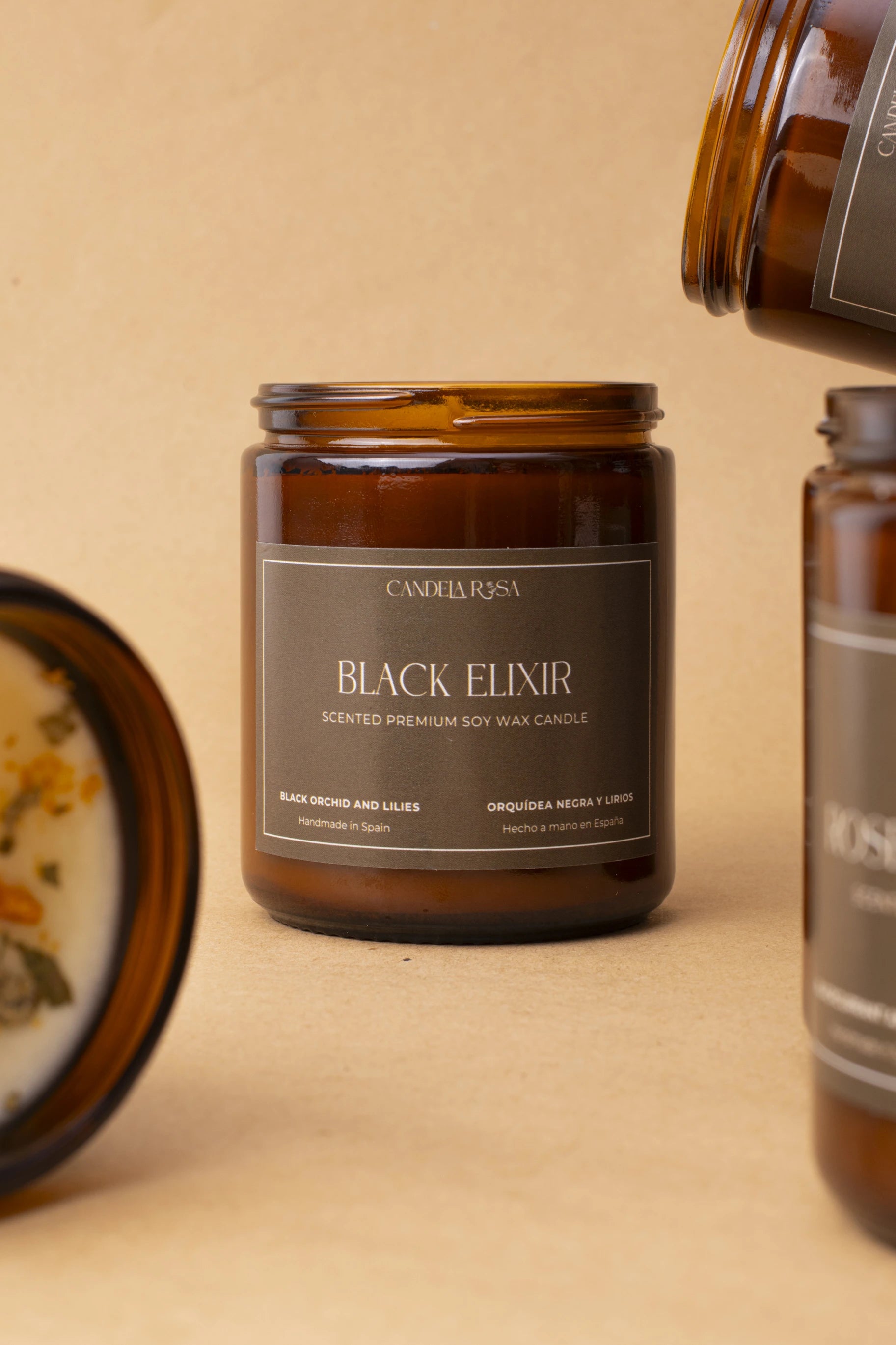 Black Elixir: vela aromática premium orquídea negra y lirios