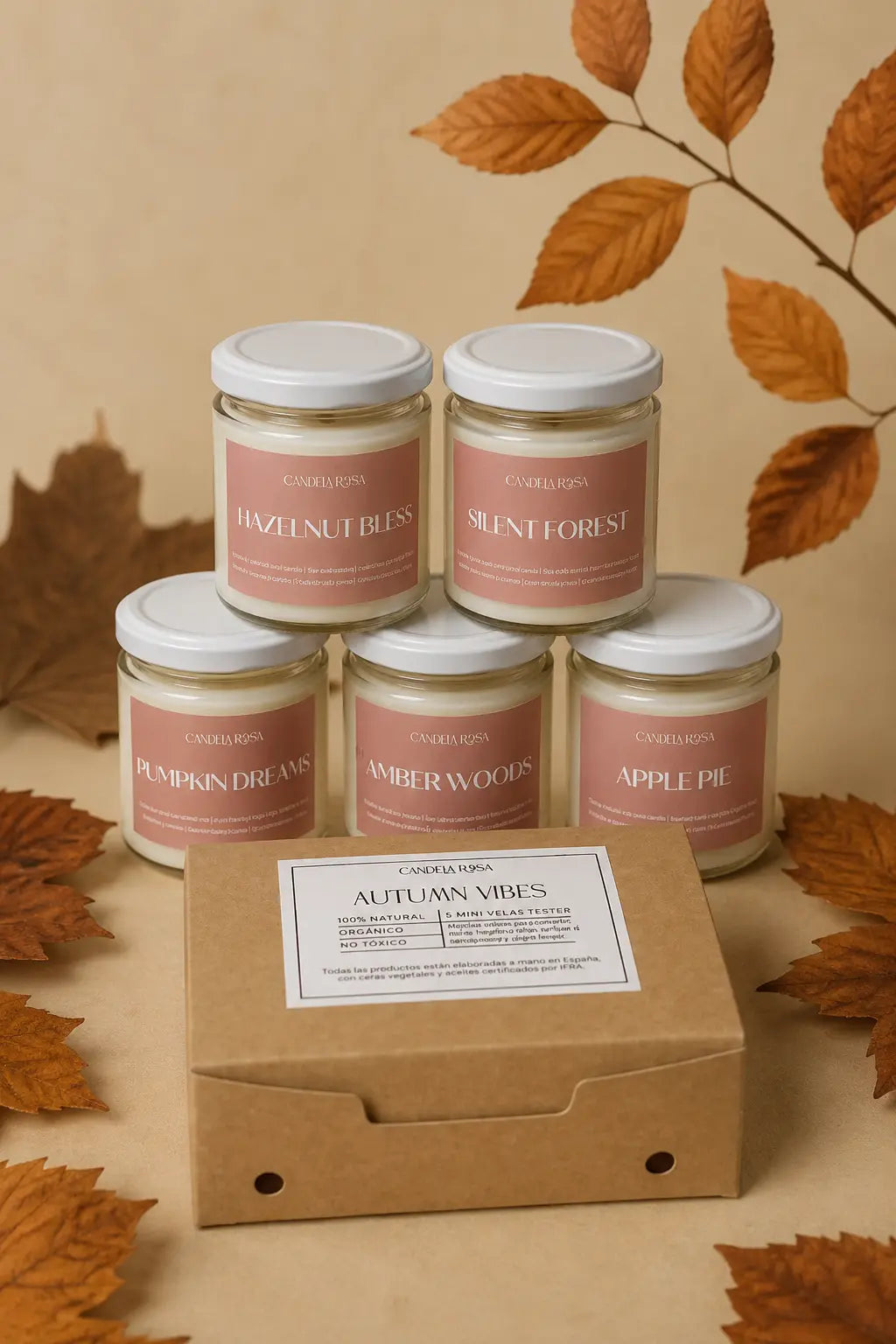 Pack 5 mini velas aromáticas otoño | Tester Autumn Vibes