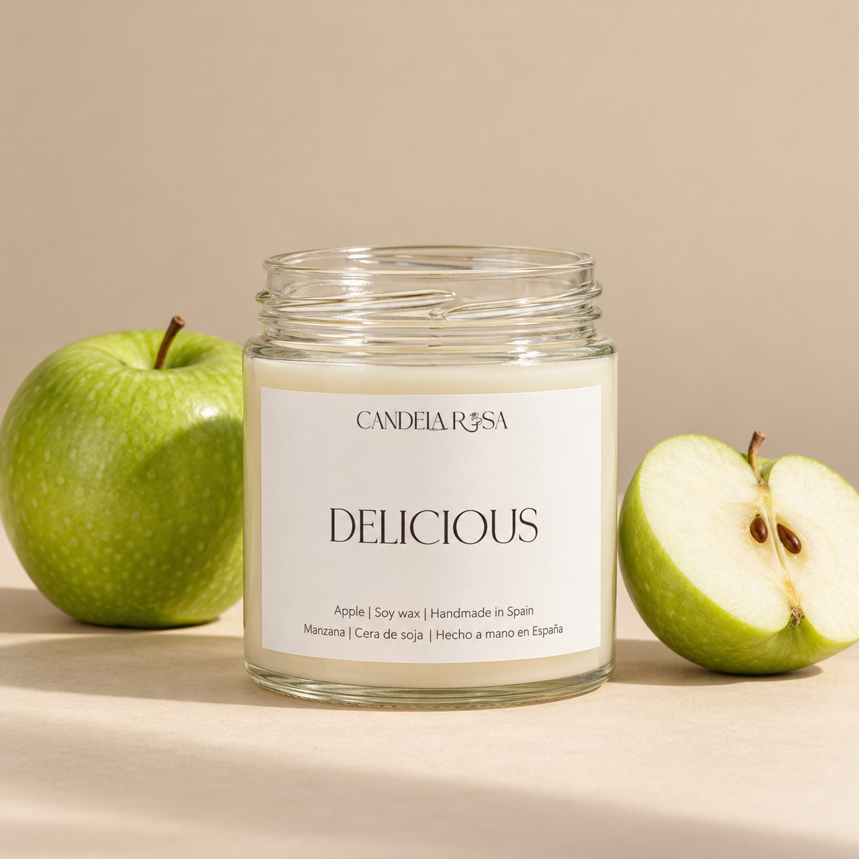 Vela aromática artesanal manzana | Delicious Candela Rosa