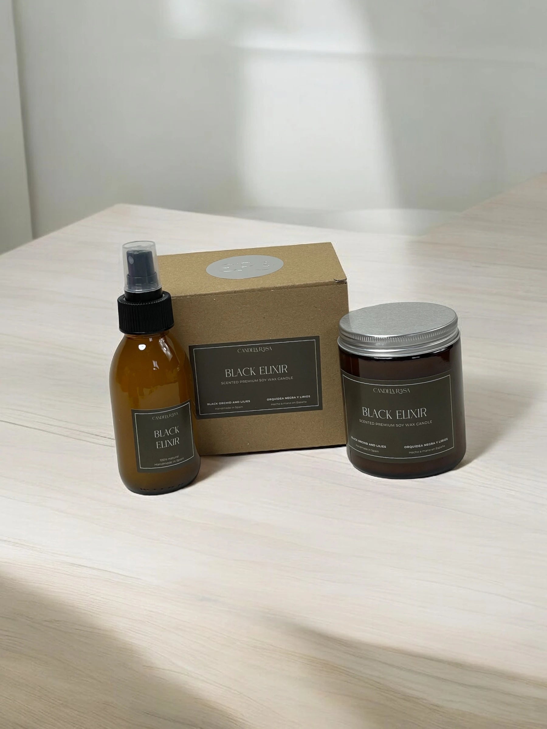 Pack vela aromática artesanal y ambientador hogar en spray