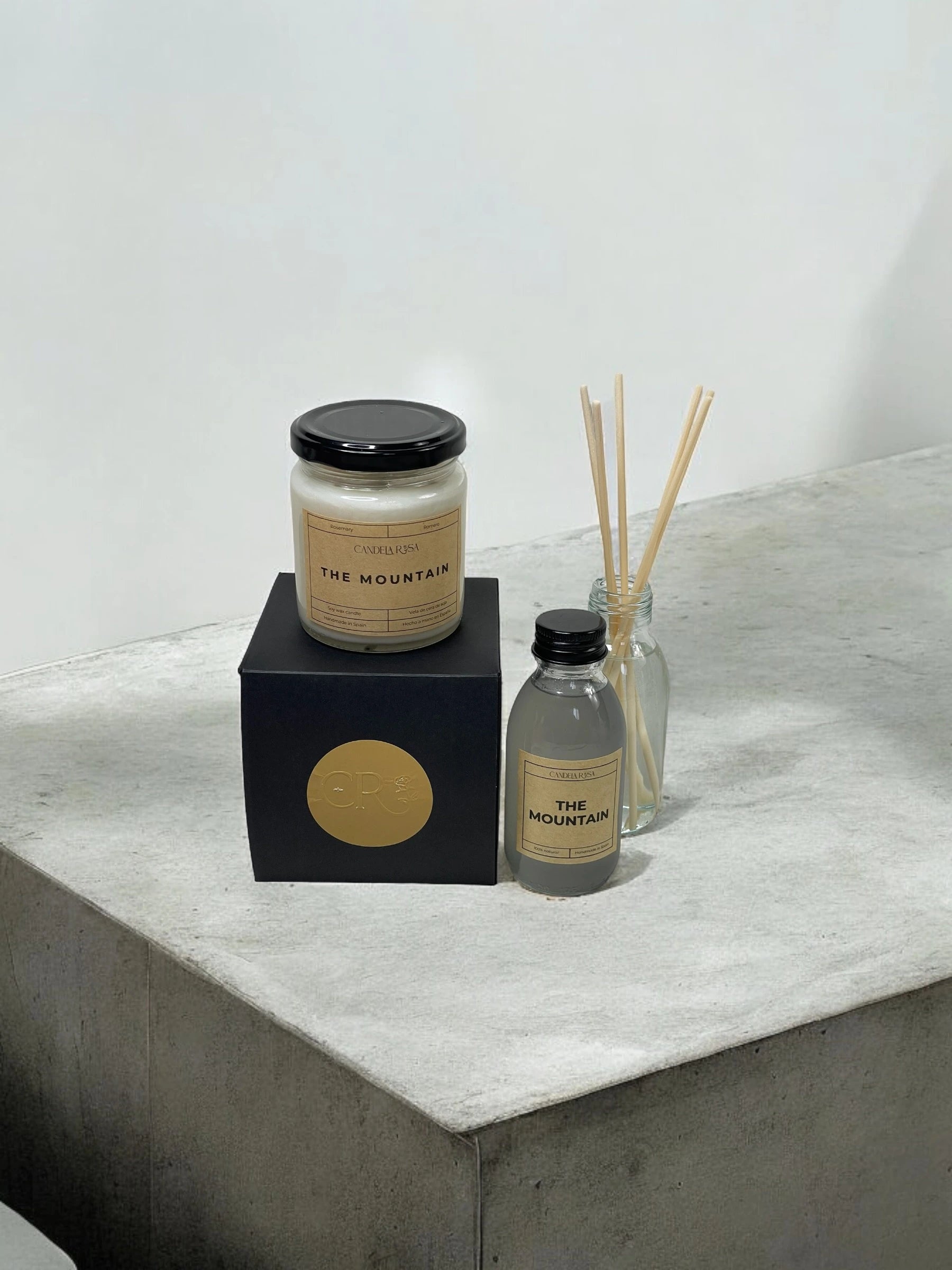 Pack vela aromática artesanal y ambientador mikado