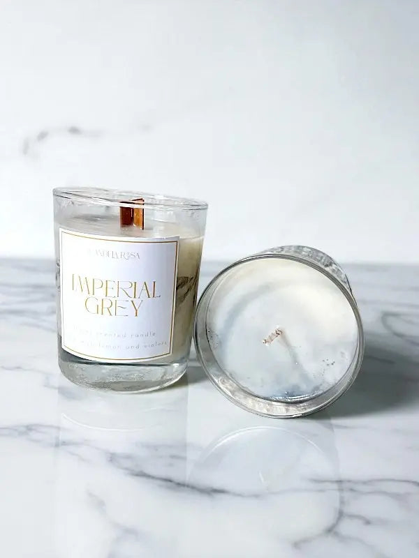 Imperial Grey: vela aromática marmoleada negro con aroma al té inglés