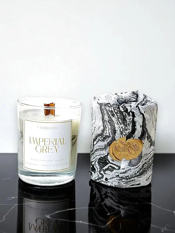 Imperial Grey: vela aromática marmoleada negro con aroma al té inglés