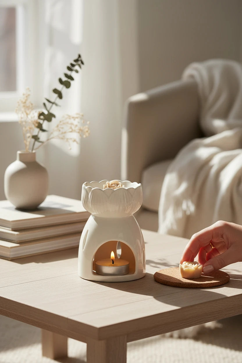 Lotus: quemador de cera flor de loto blanco
