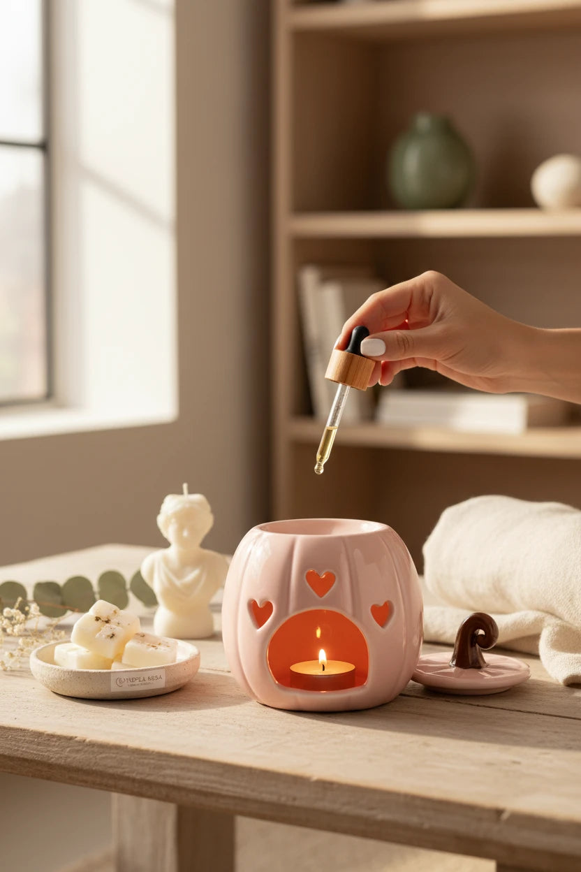 Pink pumpkin: quemador de cera calabaza rosada