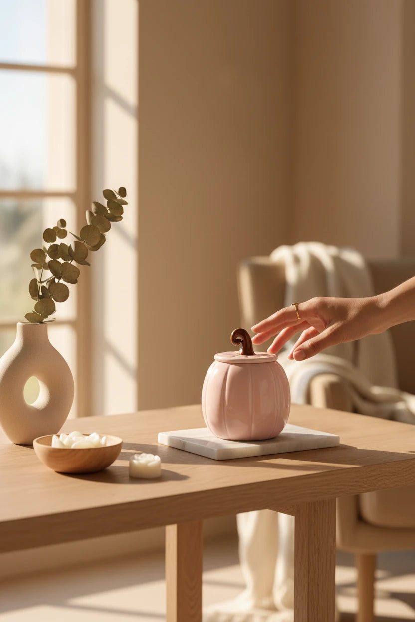 Pink pumpkin: quemador de cera calabaza rosada