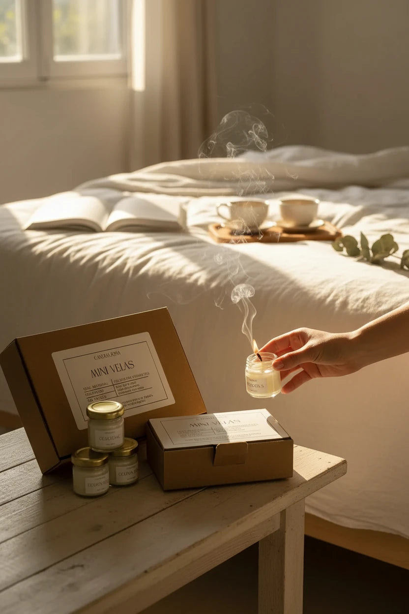pack 6 mini velas aromáticas candela rosa velas veganas velas artesanales velas sin tóxicos 