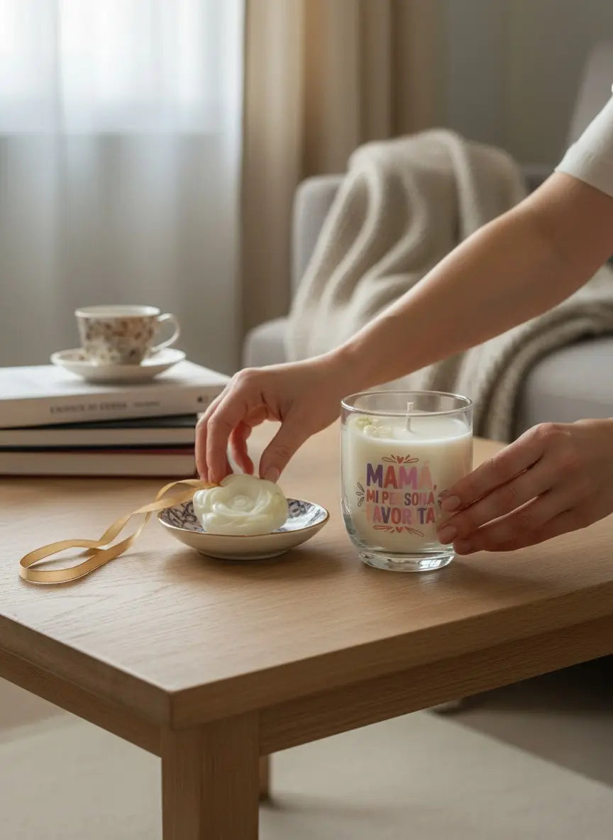 Regalo Día de la Madre | Pack vela aromática + ambientador natural Candela Rosa