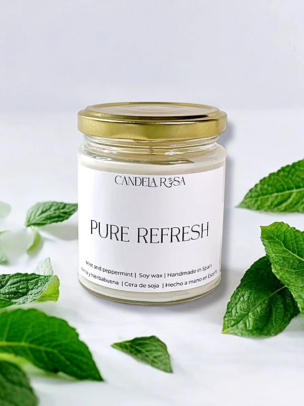 Pure Refresh: vela aromática artesanal menta y hierbabuena