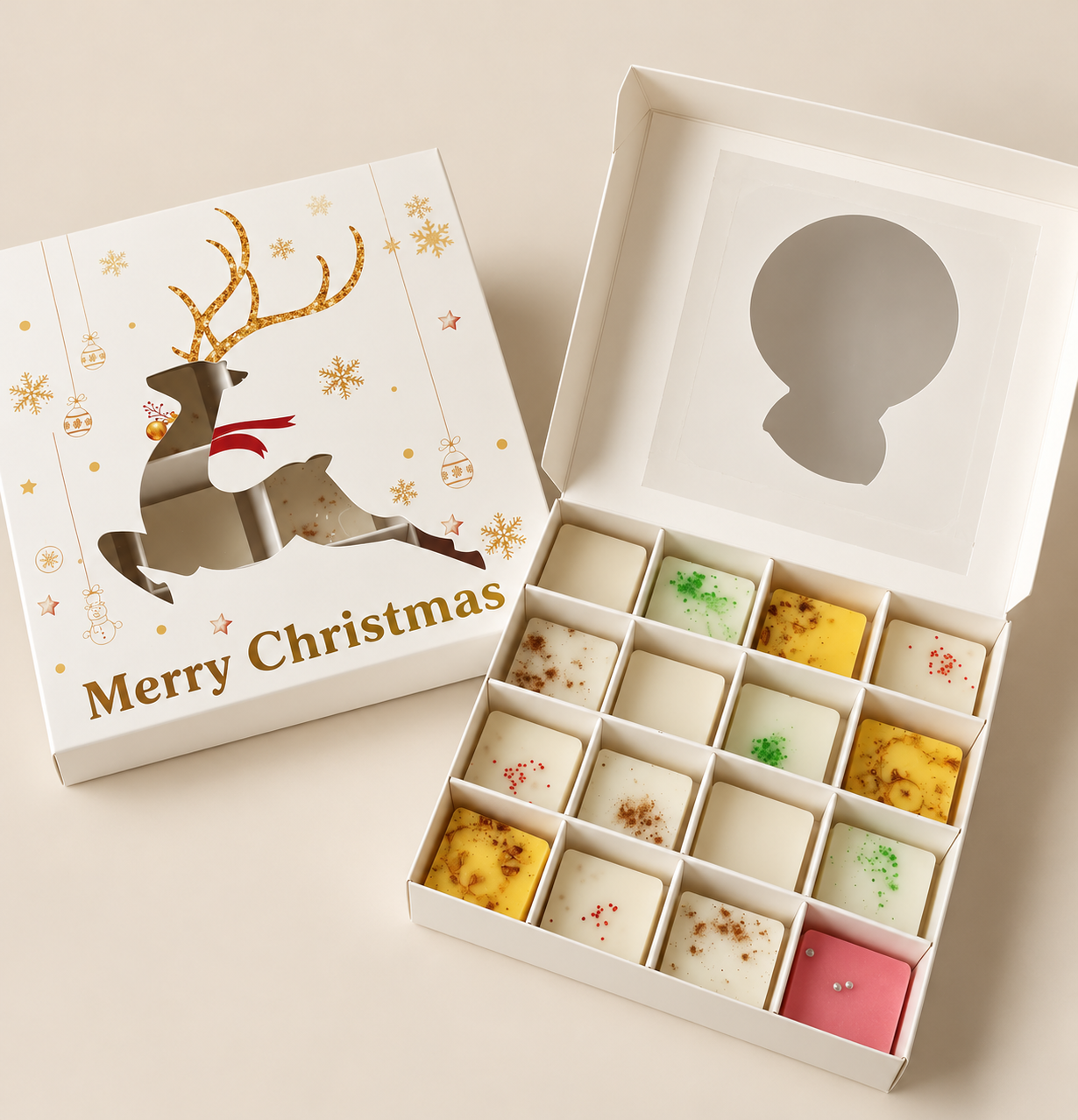 Caja bombones wax melts de Navidad 180 gramos Candela Rosa