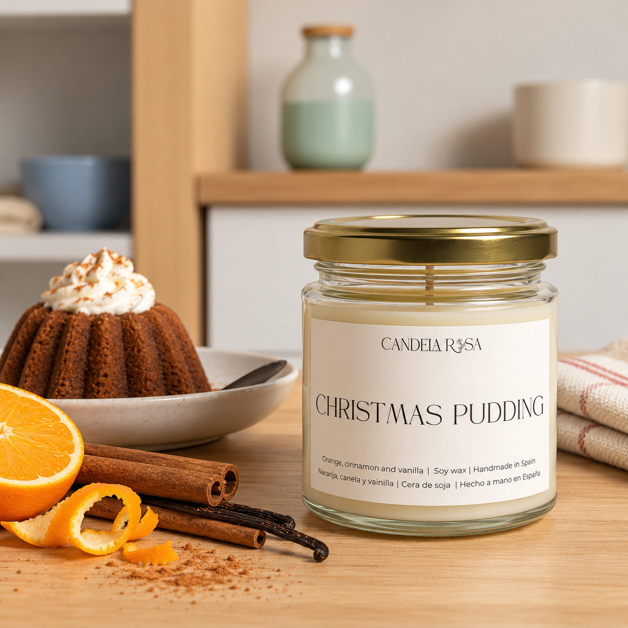Christmas Pudding: vela aromática pudding de Navidad Candela Rosa