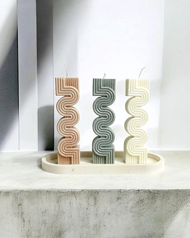 Vela decorativa minimalista Azteca vela escultural vela original forma candela rosa aesthetic candles velas aesthetic velas veganas velas de soja velas artesanales tienda de velas españa marca de lujo decoración de hogar diseño de interiores