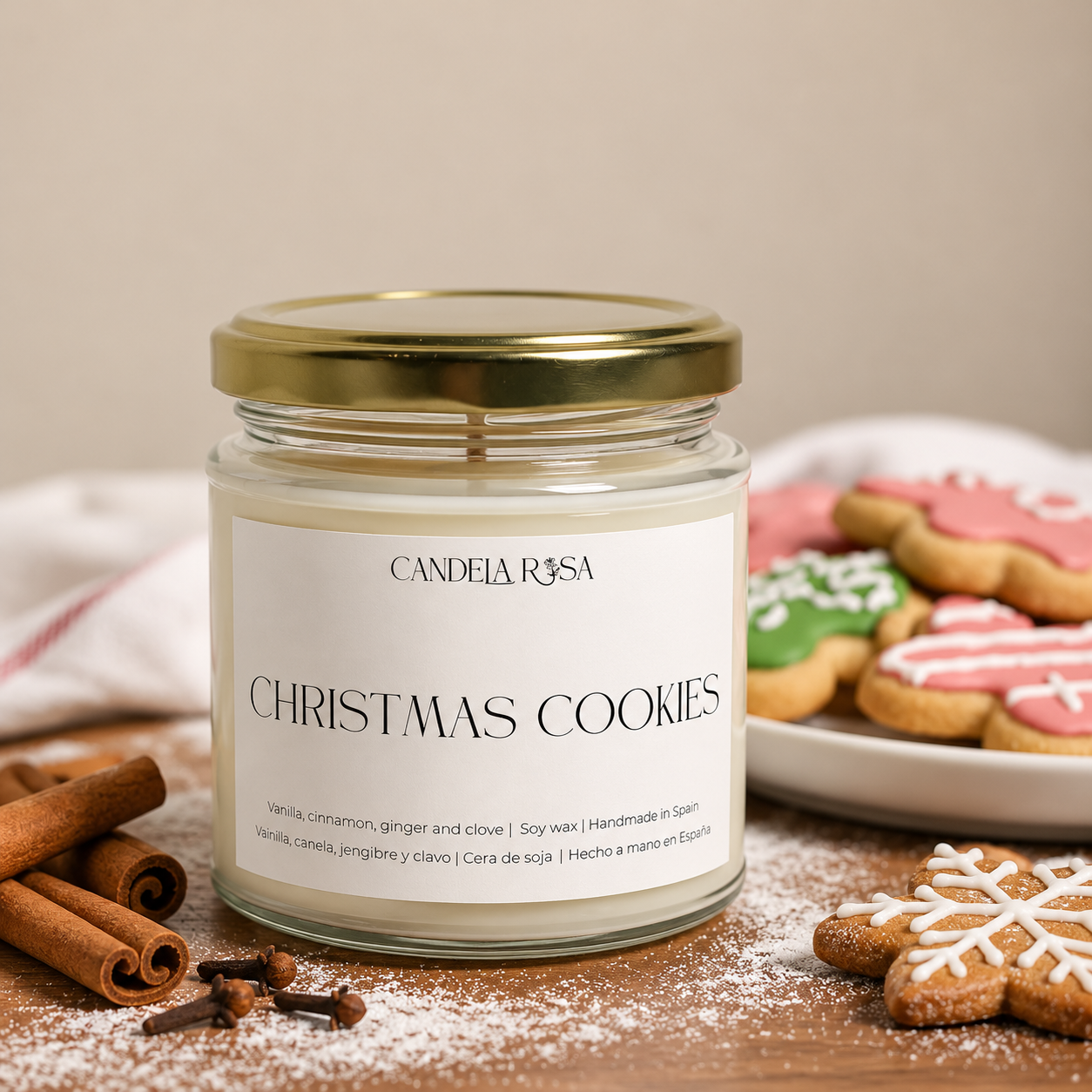 Christmas Cookies: vela aromática galletas de Navidad Candela Rosa
