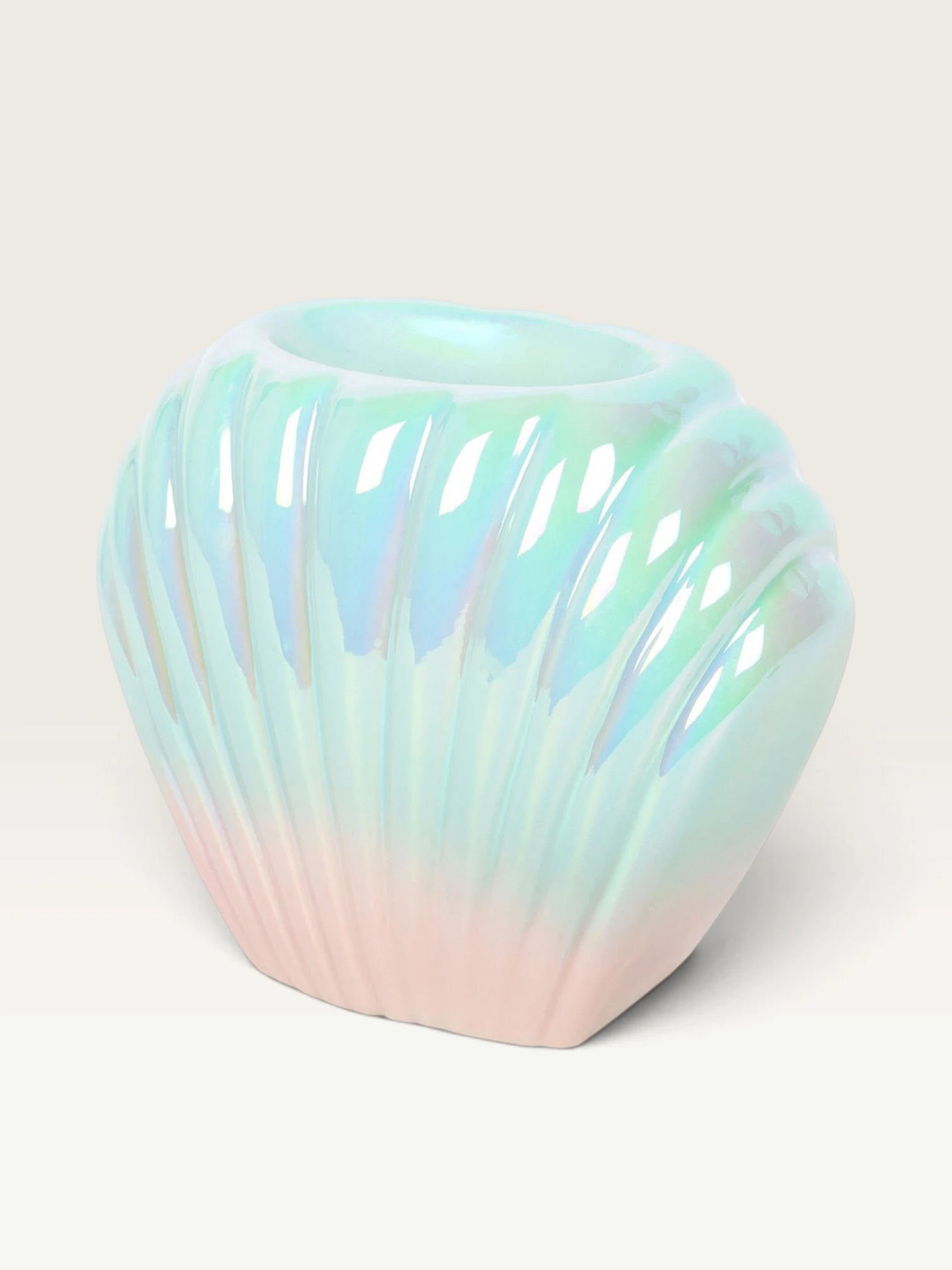 Iridescent Sheasell: quemador de cera concha iridiscente Candela Rosa