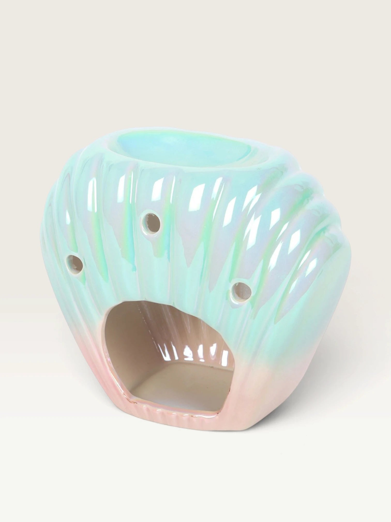 Iridescent Sheasell: quemador de cera concha iridiscente Candela Rosa