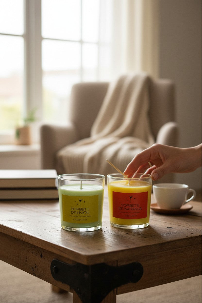 Outlet | Pack 2 velas aromáticas cítricas | Doble Sorbete Mood Candela Rosa