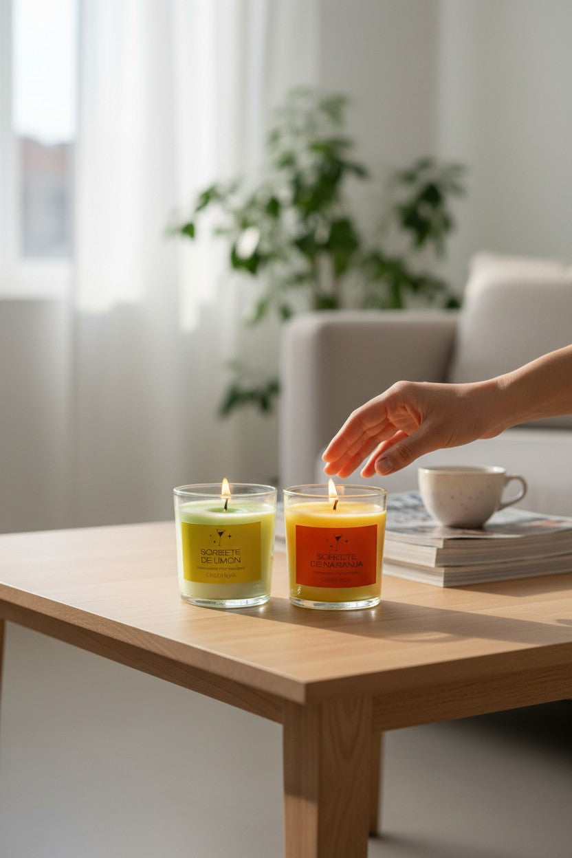 Outlet | Pack 2 velas aromáticas cítricas | Doble Sorbete Mood Candela Rosa