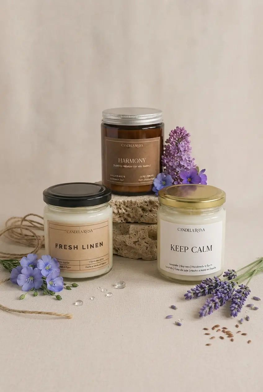 Pack ahorro 3 velas aromáticas sin tóxicos | Candela Rosa