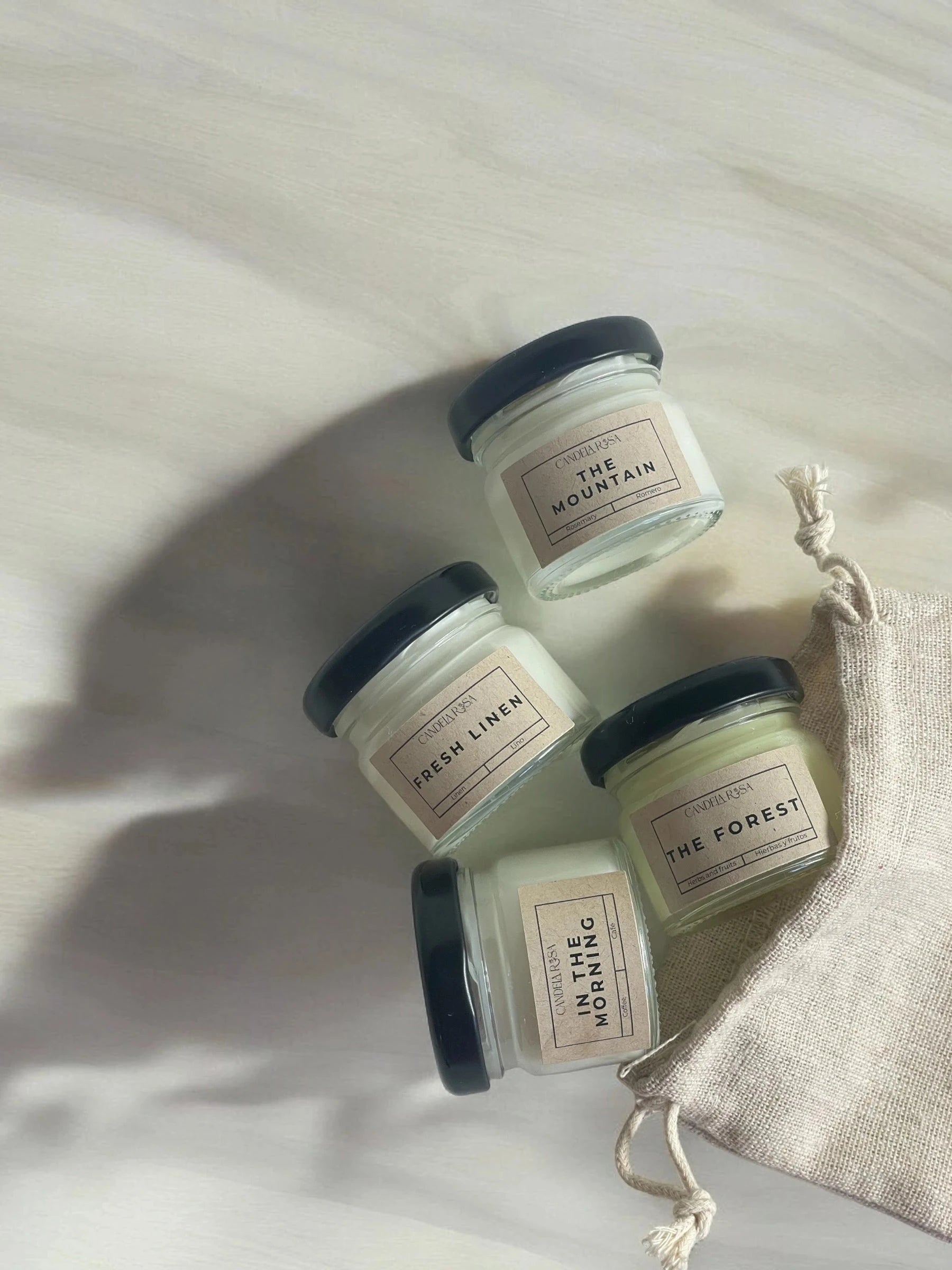 pack mini velas coleccion rustica idea para regalar  vela aromática de lujo velas de cera vegetal  velas de cera de soja y cera de coco tarro vidrio candela rosa velas de lujo velas aromáticas lujosas luxury artisan candle soy wax velas veganas velas perfumadas tienda de velas vela que huele bien españa velas rústicas velas kraft