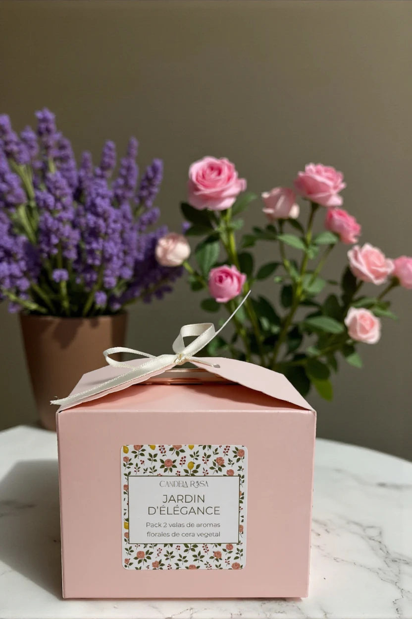 Pack 2 velas aromáticas florales con mecha de madera