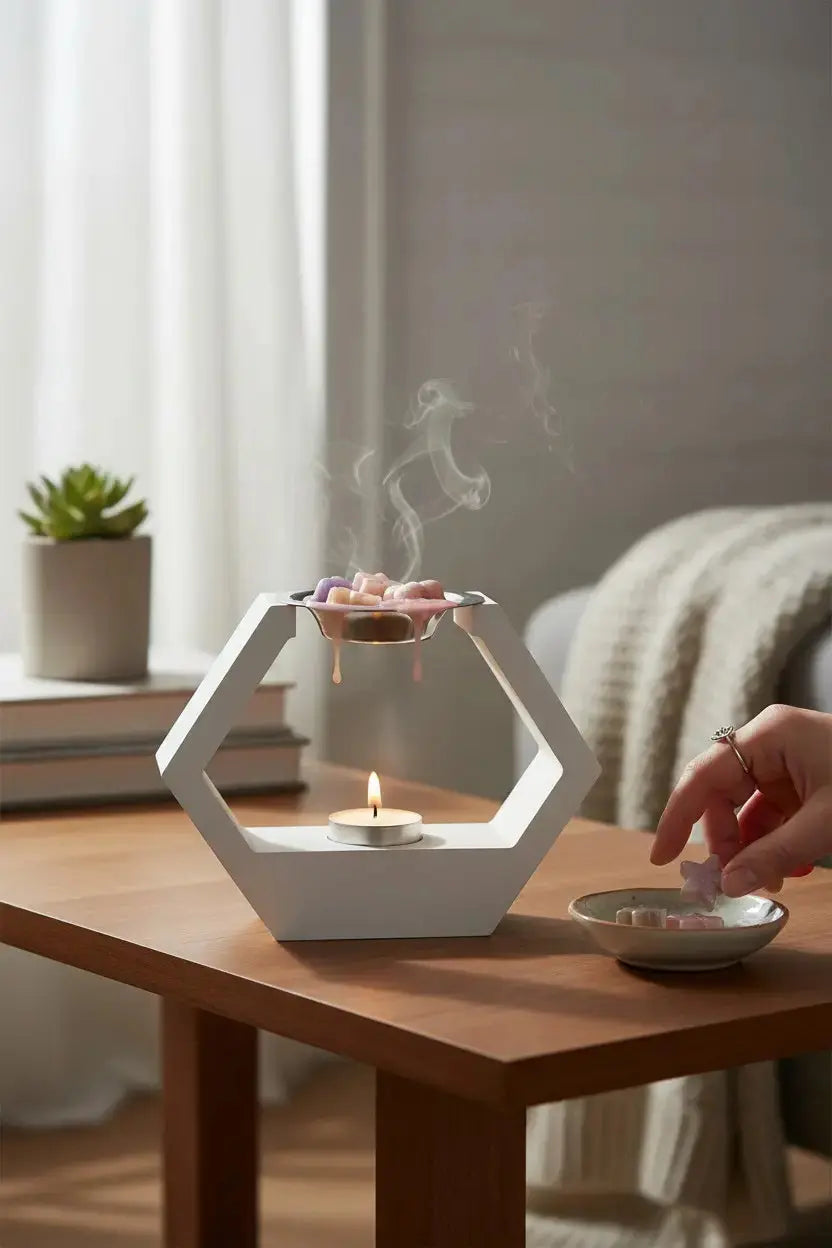 Hex: quemador de cera elegante y minimalista Candela Rosa