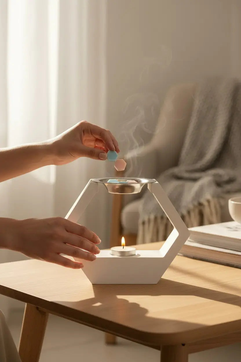 Hex: quemador de cera elegante y minimalista Candela Rosa