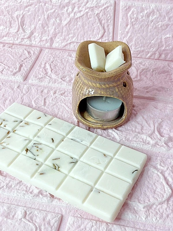 Quemador de cera estilo rústico con tableta de cera perfumada de lavanda , aromaterapia
