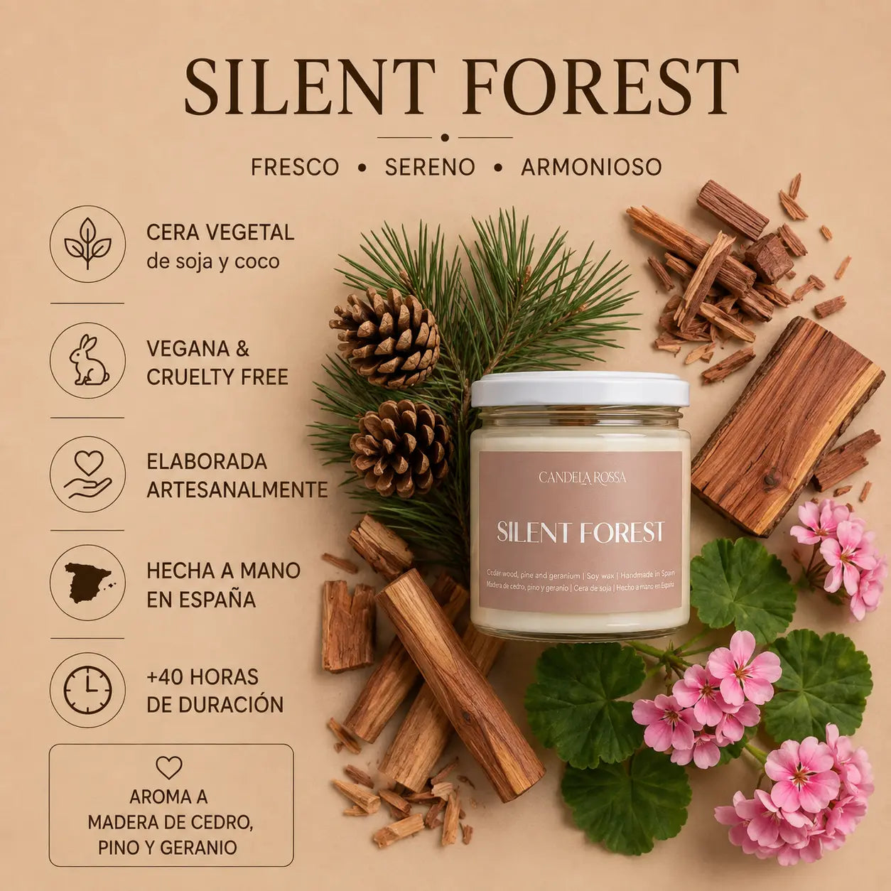 Vela aromática artesanal bosque encantado | Silent Forest