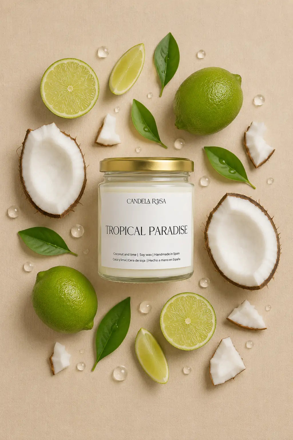 Vela aromática artesanal coco y lima | Tropical Paradise