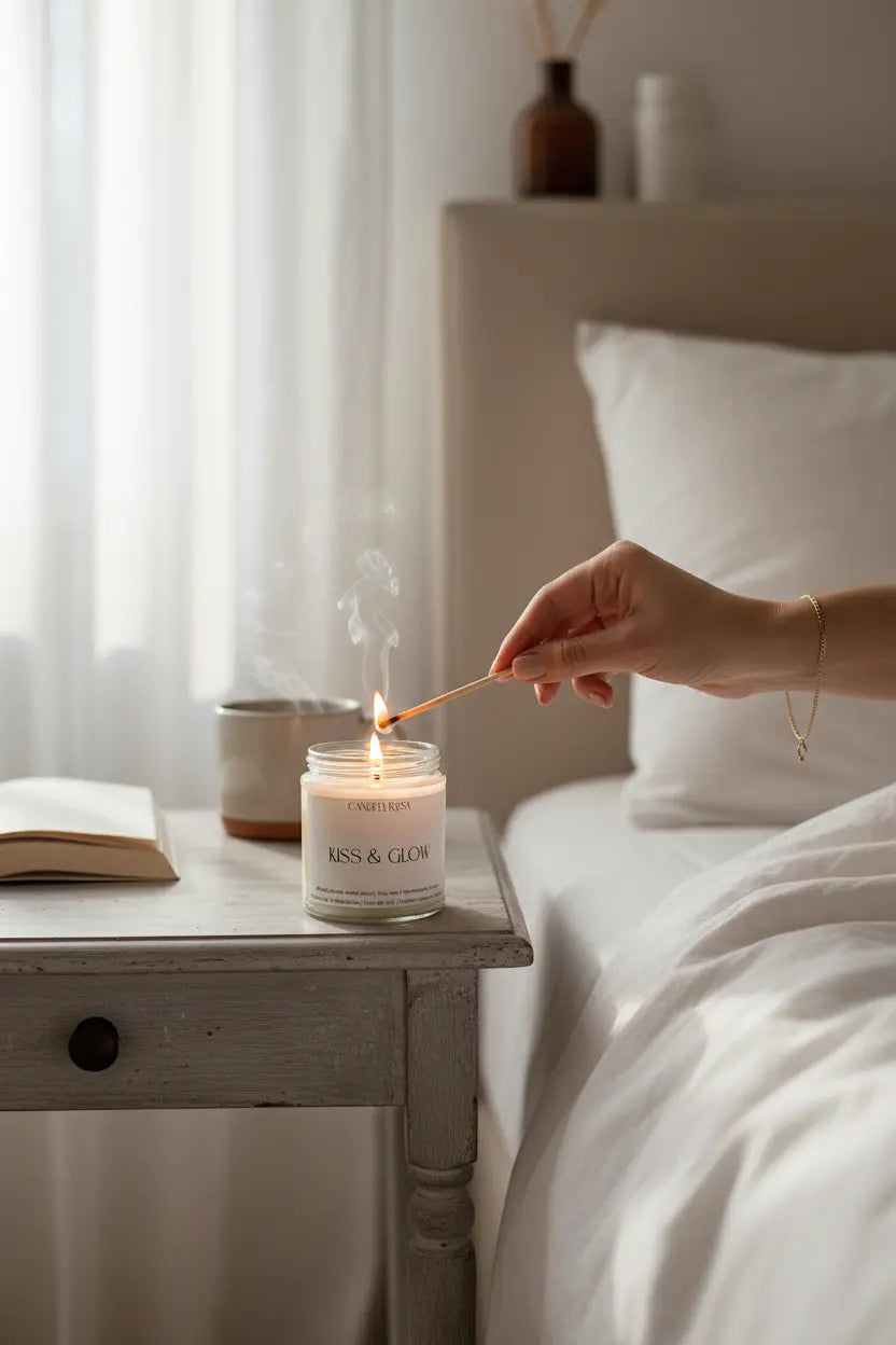 velas aroma a piruletas de cereza con forma de corazón velas veganas y sin tóxicos de Candela Rosa tienda de velas en España 